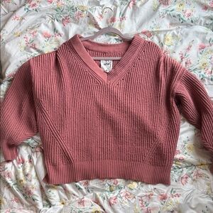 aerie Dusty Rose V-Neck Ribbed Sweater